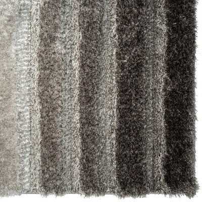 Modern Geometric Gray Shag 8' x 10' Area Rug, Stain-Resistant and Plush