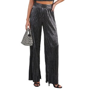 VICI Womens Sinclair Metallic Plisse Trouser Pants - 1 of 4