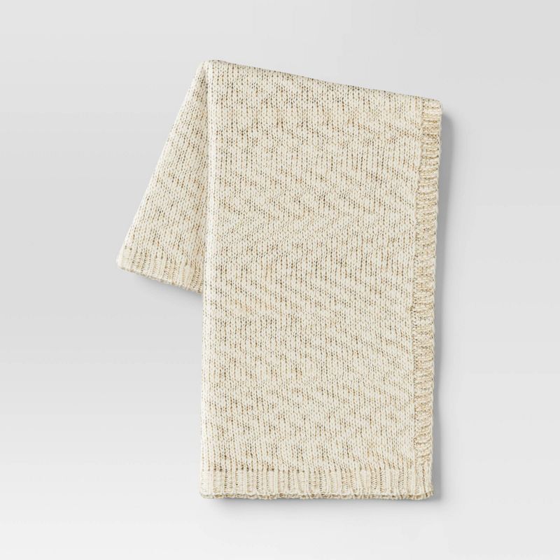 Metallic Knit Throw Blanket Ivory - Threshold&#8482;, 1 of 6