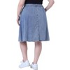 Agnes Orinda Women's Plus Size Denim Tie High Waist Front Button Down A-Line Midi Jeans Skirts - 4 of 4