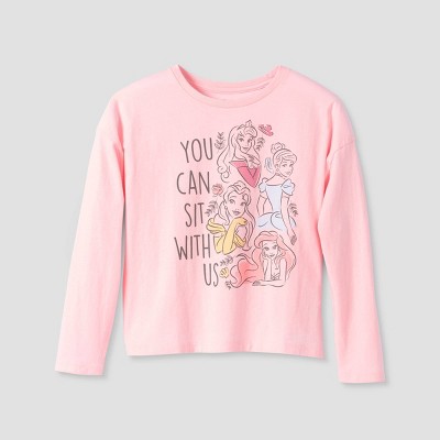 Girls' Disney Princess Sit with Us Pullover Long Sleeve Graphic T-Shirt - Pink