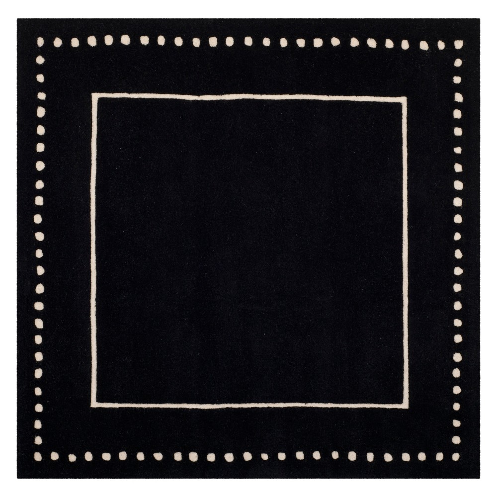 5'x5' Solid Square Area Rug Black/Ivory - Safavieh