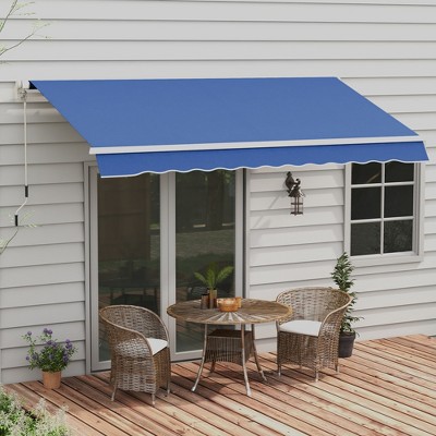 Outsunny 12' x 10' Dark Blue Retractable Patio Awning