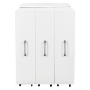 TopComfy Decorative Storage Cabinets Bookcase with Three Pulled Out Doors Shelving Cabinet Bookcase for Living Room, White, 29.92"*17.71"*39.37" - 1 of 4