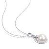 EVERLY JEWELRY | Sterling Silver 11-12mm Cultured Freshwater Pearl, 1/6 CT TGW Created White Sapphire and Diamond-Accent Twist Pendant with Chain, 18" - 2 of 4