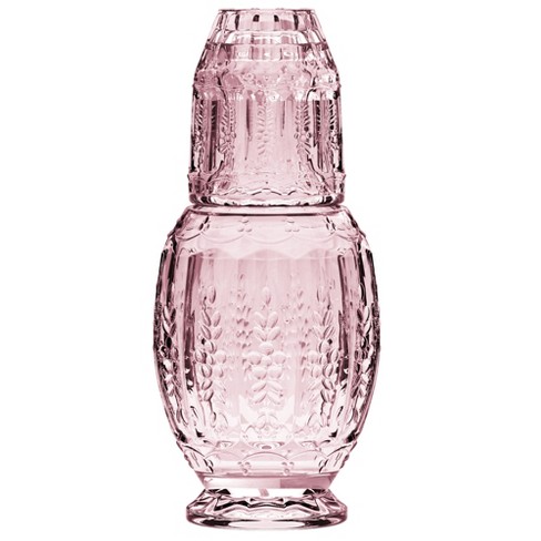 Elle Décor Vintage Night Bedside 33 oz. Water Carafe With Tumbler, 2-Piece  Set,Pink