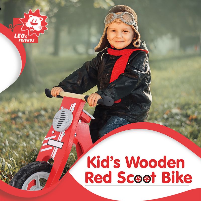 Leo & Friends Kid's Wooden Red Scooter Bike, 2 of 8