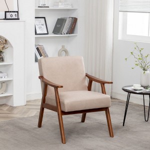 CAVINAS Upholstered Accent Chair,Mid Century Arm Chair with Wood Frame for Bedroom,Reading Room - 1 of 4
