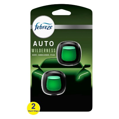 Febreze AUTO Air Freshener Vent Clip Wilderness Scent, .07 oz. Car Vent Clip, Pack of 2