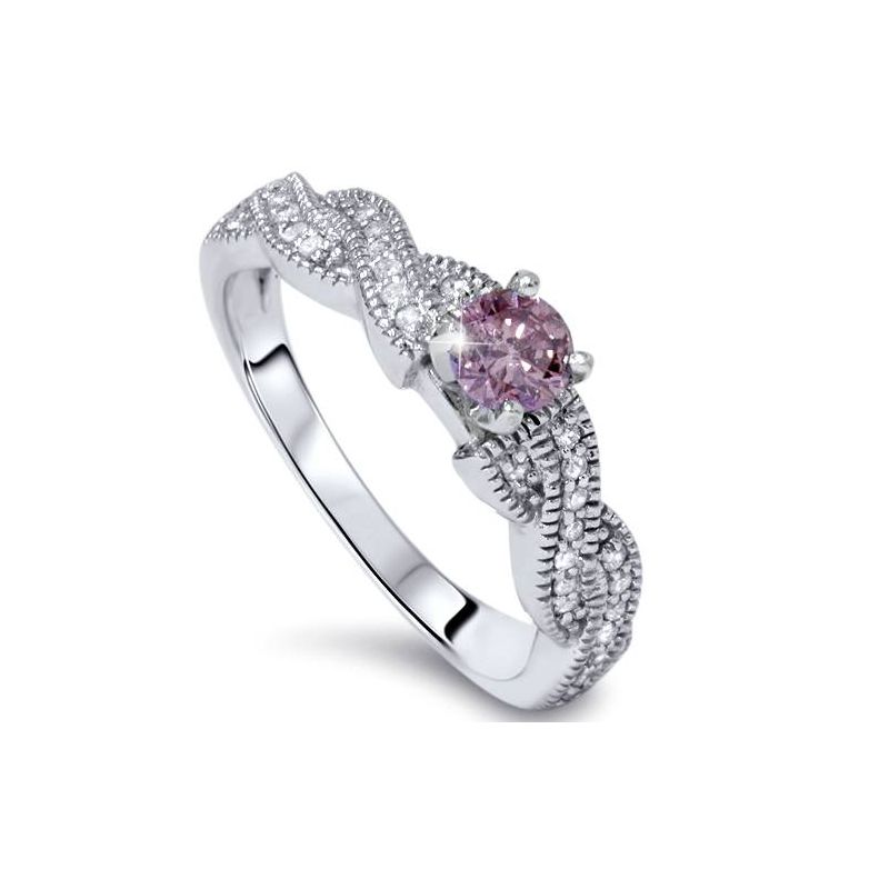 Pompeii3 3/8ct Pink Diamond Infinity Vintage Engagement Ring 14K White Gold, 1 of 5