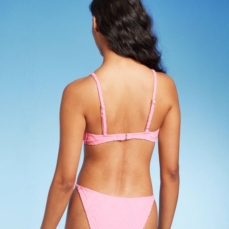 Women's Wavy Terry Textured Bralette Bikini Top - Wild Fable™ Light Pink, 3 of 17