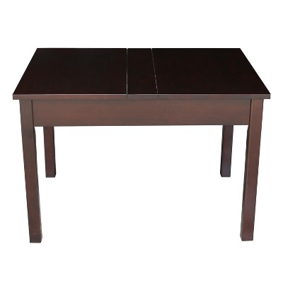 Children's Dark Stained Rubberwood Lift-Top Storage Table
