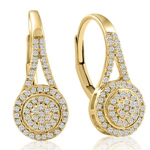 Pompeii3 3/8Ct Halo Diamond Hoops With Lever Backs in White or Yellow Gold 18mm Tall - 1 of 4