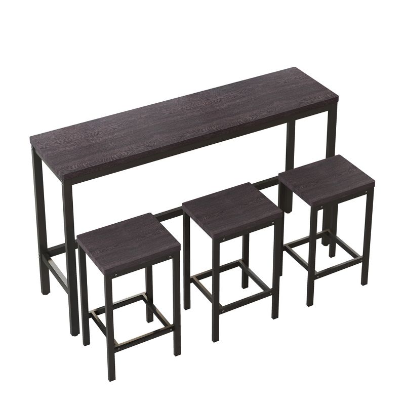 Modern Design Kitchen Long Dining Table Set With 3 Stools - ModernLuxe, 5 of 10