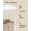 Square Side Table with Fabric Storage Basket, 15.7 Inch Modern Nightstand for Small Spaces, White and Brown - 3 of 4