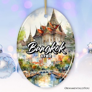 Lively Bangkok City Artistic Ceramic Ornament, Thailand Souvenir and Christmas Decor Keepsake| OrnamentallyYou - 1 of 4