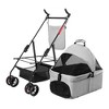 iMountek "Foldable 4-Wheel Pet Stroller with Removable Liner, Storage Basket for Dog & Cat Travel Jogger"Black , Grey - 4 of 4
