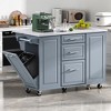 Okak Kitchen Island with Tilt Trash Can Cabinet, Kitchen Cart with Pull Out Cabinet Organizer and Drop Leaf, Countertop Organizer for Kitchen - 2 of 4