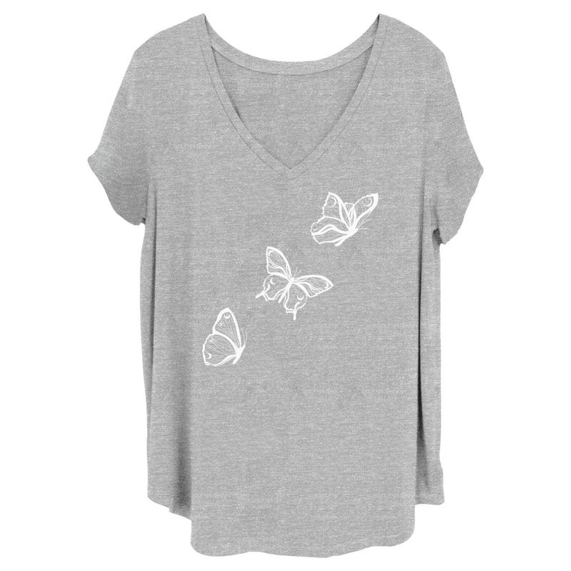 Juniors Womens Lost Gods Flying Butterfly T-Shirt, 1 of 5