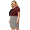 Agnes Orinda Women's Plus Size Short Sleeve Open Front Crochet Lace Allover Cropped Cardigan - 4 of 4