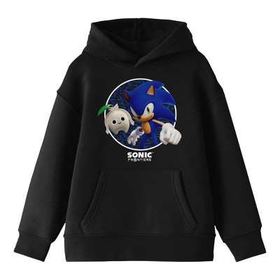Sonic Frontiers Sonic & Koco Long Sleeve Youth Black Hooded Sweatshirt