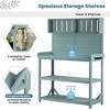 65 Inch Outdoor Potting Bench Garden Potting Table, Wooden Patio Workstation W/Shelves Side Table Garden Potting Table for Backyard Decoration, Blue - 2 of 4