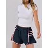 Imily Bela Womens Pleated Workout Shorts with Contrast Stitch Quick Dry Gym Running Shorts Elastic Waist - 2 of 4
