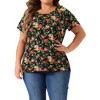 Agnes Orinda Women's Plus Size Short Sleeve Round Neck Casual Country Floral Printed Peasant Tops - 2 of 4