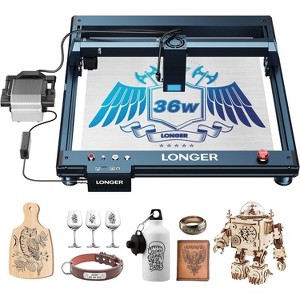 LONGER Laser B1 30W Engraver Cutter, 600 mm/s Speed, 17.72inx17.32in Area, Cuts 25 mm Wood & 50 mm Acrylic, Auto Air Assist - 1 of 4