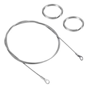 Unique Bargains Stainless Steel Lanyard Cables Eyelets Ended Security Wire Rope 6 Pcs with 12 Pcs Key Ring - 1 of 4