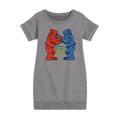 - Rock 'Em Sock 'Em Robots - Rock 'Em Robot Graphic Short Sleeve Fleece Dress