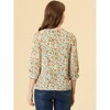 Allegra K Women's Floral Bow Tie Neck Vintage 3/4 Sleeve Blouse - 4 of 4