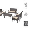 GDFStudio Kilburn Outdoor Wicker 6 Seater Chat Set with Water-Resistant Cushion - 3 of 4