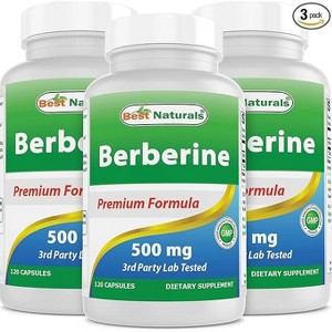 3 Pack Best Naturals Berberine 500mg 120 Capsules - Supports Immune Function, Cardiovascular & Gastrointestinal Function - 1 of 4