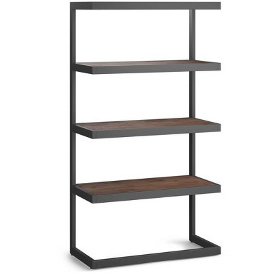 66" Cecilia Bookcase Distressed Charcoal Brown - WyndenHall: Modern Industrial Style, 4 Fixed Shelves