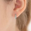 Girls' Chunky Simulated Opal Inlay Huggie Hoop Sterling Silver Earrings - In Season Jewelry - 3 of 4