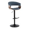 Set of 2 Vintage Modern Adjustable Barstools Black/Walnut/Blue - LumiSource: Swivel, Upholstered, Metal Frame, Footrest - 2 of 4