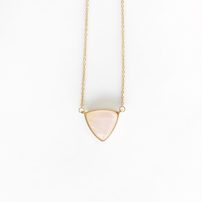 Sanctuary Project Rose Quartz Triangle Statement Pendant Necklace Light Pink