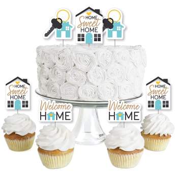 Big Dot of Happiness Welcome Home Housewarming - Dessert Cupcake Toppers - New Sweet Home Clear Treat Picks - Set of 24