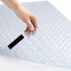 Bath Tub Shower Mat, Machine Washable, 35x16 Inch, Clear, Suction Cups, Drain Holes, Soft on Feet - 1 of 4