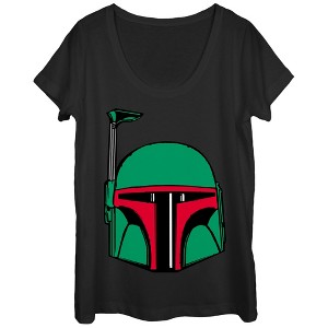 Women's Star Wars Boba Fett Helmet Scoop Neck - 1 of 3
