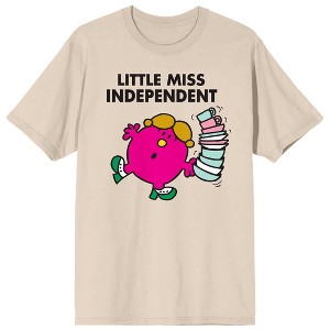 Mr. Men And Little Miss Meme Little Miss Independent Crew Neck Short Sleeve Men's Natural T-shirt - 1 of 3
