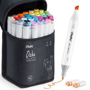 Ohuhu Alcohol Markers - Double Tipped Art Marker Set - Alcohol-based Refillable Ink - 40 Colors - Chisel & Fine Dual Tips - Oahu of Ohuhu Markers - 1 of 4