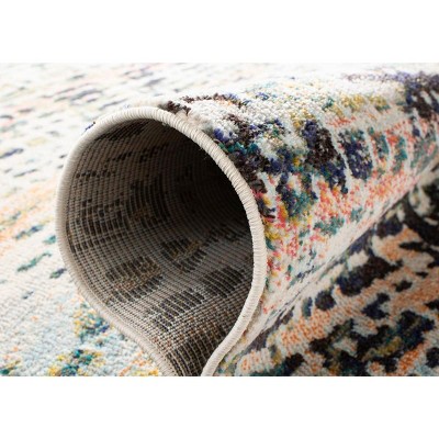 Beige & Navy Classic Chic 8' x 10' Synthetic Area Rug
