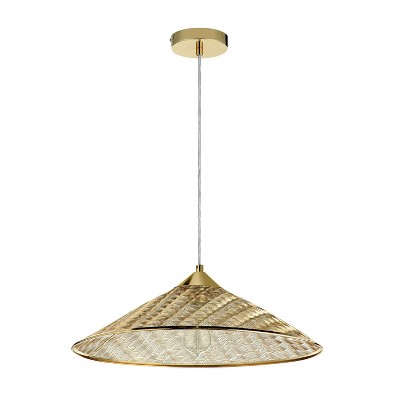 Rosalinde 21" Gold Art Deco-Inspired LED Metal Pendant Light