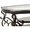 Glass Coffee Table End Table Cocktail Table Side Table Accent Table with Serpentine & Scrolling Flower Metal Legs, Brown-ModernLuxe - 4 of 4