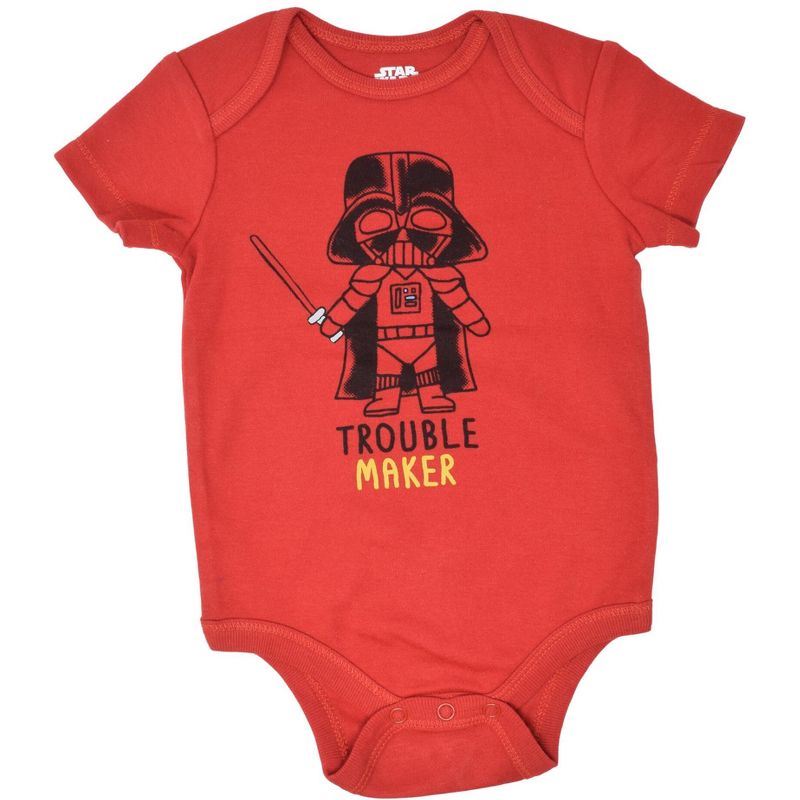 Star Wars R2-D2 C-3PO Chewbacca Yoda Darth Vader Newborn Baby Boys 5 Pack Short Sleeve Bodysuits , 3 of 10