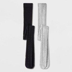 Girls' 2pk Cotton Tights - Cat & Jack™ - 1 of 3
