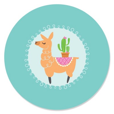 Big Dot of Happiness Whole Llama Fun - Llama Fiesta Baby Shower or Birthday Party Circle Sticker Labels - 24 Count