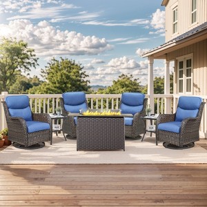 Gymojoy  Outdoor 5 Inch Swivel Chairs Glider Chairs with Fire Pit Table - 1 of 4
